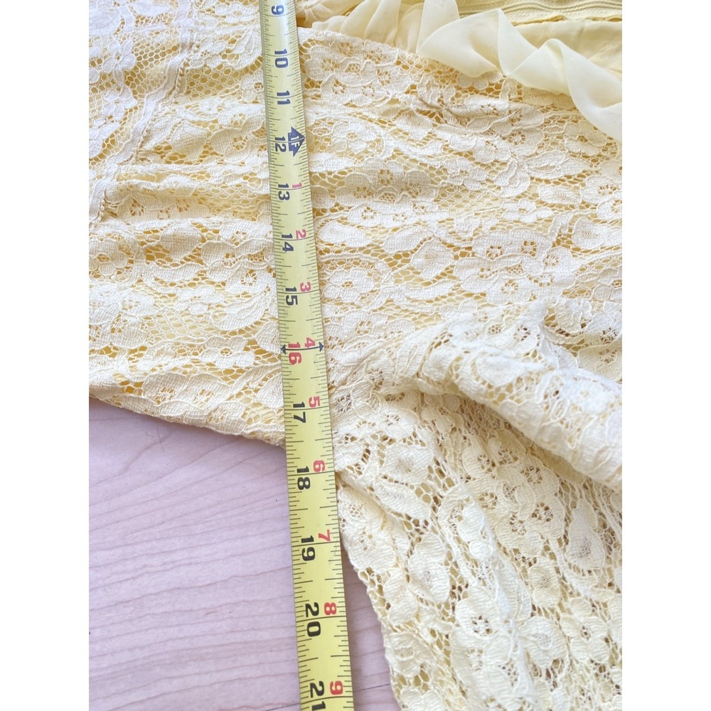 1980s Women's Dress XS Handmade Yellow Lace Ballroom Romantic Fairy Maxi (Read) - Picture 11 of 12